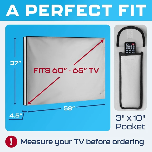 Alt view image 3 of 7 - Garnetics Outdoor TV Cover 65 Inch Waterproof, Weatherproof TV Enclosures with Smart Shield Screen Protectors, Ideal for Outdoor Use, Moving, and Storage - Gray