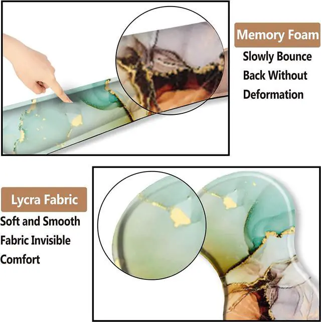 Alt view image 2 of 7 - Ergonomic Wrist Rest + Mouse Pad + Keyboard Wrist Support + Coaster, Memory Foam Mousepad Non-Slip Rubber Base Durable Comfortable 4pcs for Easy Typing Pain Relief, Abstract Art Marble