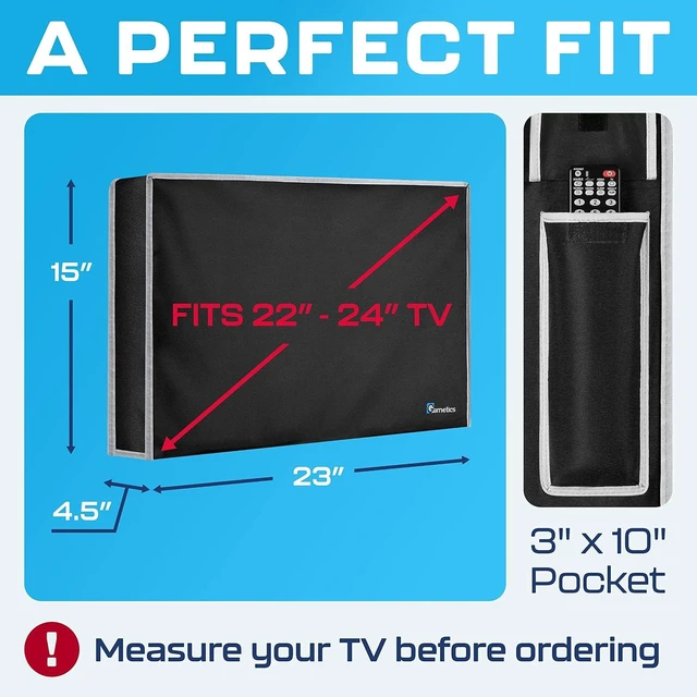 Alt view image 3 of 7 - Garnetics Outdoor TV Cover 24 Inch Waterproof, Weatherproof TV Enclosures with Smart Shield Screen Protectors, Ideal for Outdoor Use, Moving, and Storage - Black