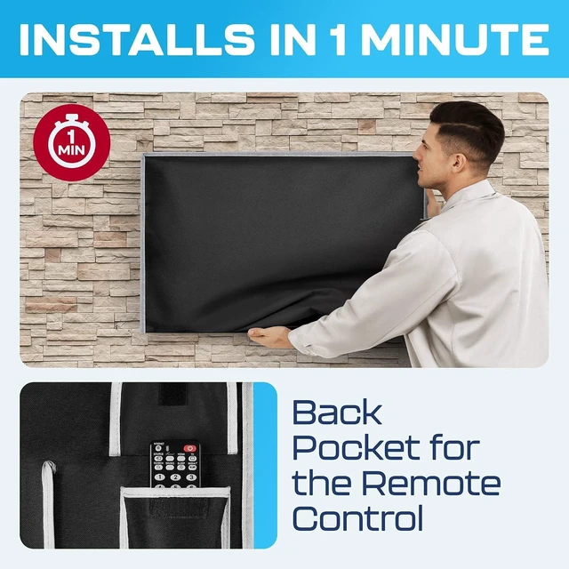 Alt view image 7 of 7 - Garnetics Outdoor TV Cover 24 Inch Waterproof, Weatherproof TV Enclosures with Smart Shield Screen Protectors, Ideal for Outdoor Use, Moving, and Storage - Black