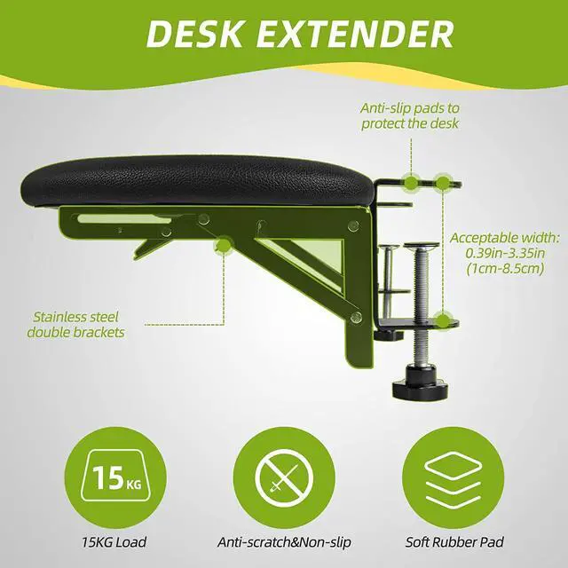 Alt view image 3 of 6 - Desk Extender Adjustable Arm Rest Support for arm Support for Computer Desk Ergonomic Arm Rest Extender Rotating Mouse Pad Holder for Table Office Desk