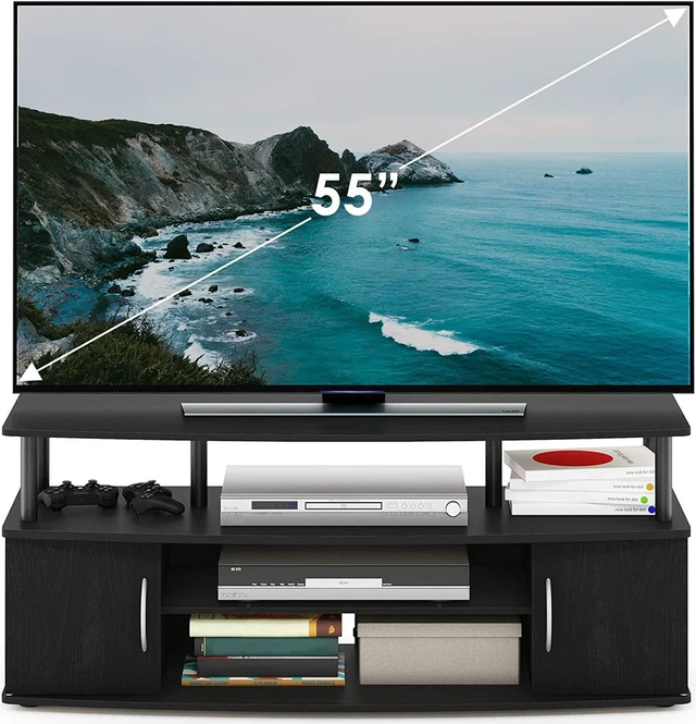 Alt view image 5 of 7 - Furinno JAYA Large Entertainment Stand for TV Up to 55 Inch, Blackwood