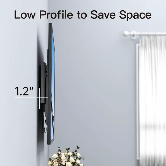 Alt view image 5 of 7 - PERLESMITH UL Listed TV Mount for Most 37-82 inch TV, Universal Tilt TV Wall Mount Fits 16- 24 Wood Stud with Loading 132 lbs & Max VESA 600x400mm, Low Profile Flat Wall Mount Bracket PSLTK1
