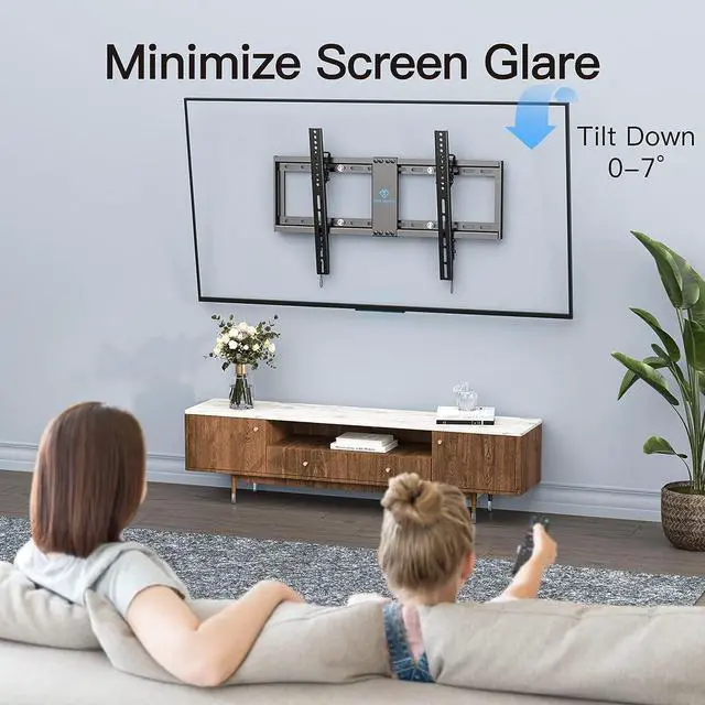Alt view image 6 of 7 - PERLESMITH UL Listed TV Mount for Most 37-82 inch TV, Universal Tilt TV Wall Mount Fits 16- 24 Wood Stud with Loading 132 lbs & Max VESA 600x400mm, Low Profile Flat Wall Mount Bracket PSLTK1