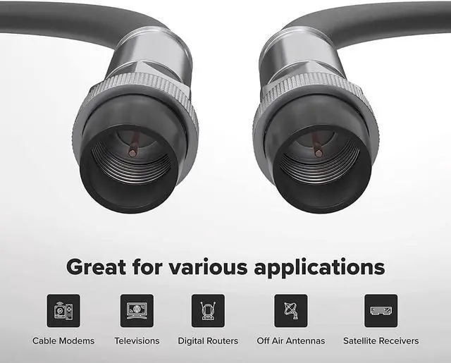 Alt view image 2 of 7 - THE CIMPLE CO Coaxial Cable, 25 FT, Weatherproof Rubber Boot, Indoor/Outdoor TV Cable, High Speed Internet, Dual Shield, Satellite, Antenna, CATV, RG6, 7.5 Meters, Black