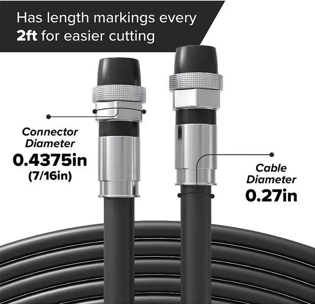 Alt view image 7 of 7 - THE CIMPLE CO Coaxial Cable, 25 FT, Weatherproof Rubber Boot, Indoor/Outdoor TV Cable, High Speed Internet, Dual Shield, Satellite, Antenna, CATV, RG6, 7.5 Meters, Black