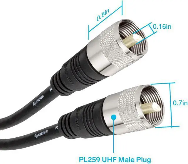 Alt view image 3 of 7 - Coax Cable - Coaxial Cable Connector - 3 ft Antenna Cable - Coax Connector - Coax Cable Connector - RG8X Coaxial Cable - UHF Antenna Cable - Male To Male Cable - RG8X Coax - 0.9 M - STEREN 205-703