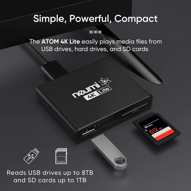 Alt view image 2 of 7 - NEUMI Atom 4K Lite Digital Trigger Media Player for USB Drives and SD Cards