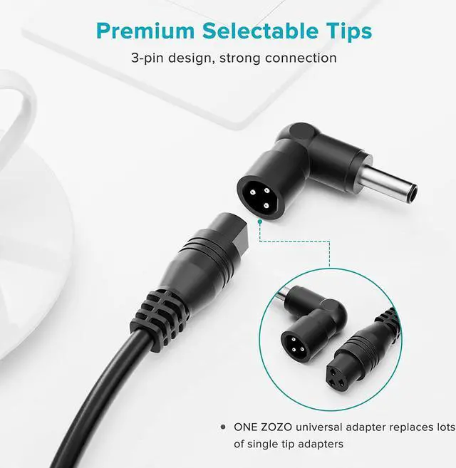 Alt view image 5 of 7 - Universal Laptop Charger 90W AC Adapter for HP Dell Gateway Toshiba Lenovo Acer ASUS Samsung Sony Ultrabook Chromebook DC Output 12V 16V 18.5V 19V 19.5V 20V Power Supply Cord with 17 tips