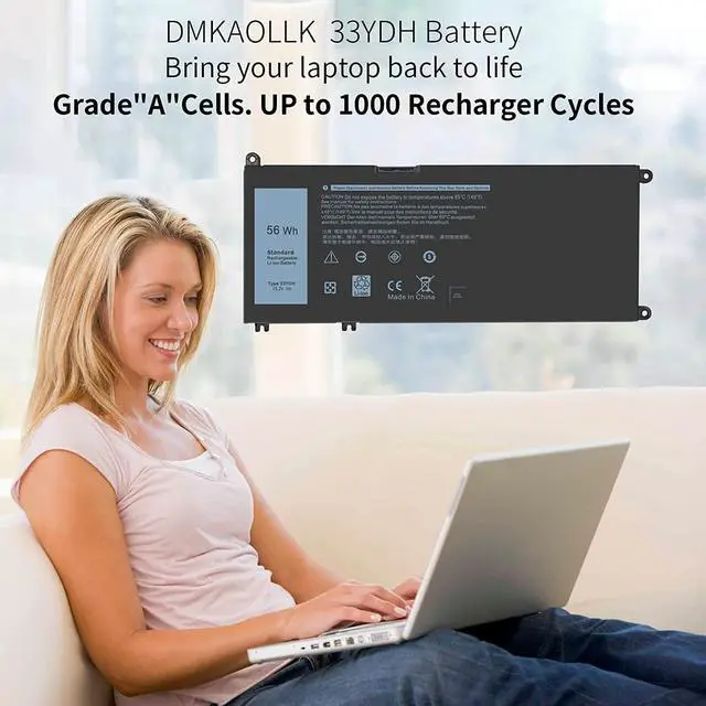 Alt view image 2 of 7 - DMKAOLLK 56WH 33YDH Laptop Battery for Dell Inspiron 17 7000 7778 7779 7786 7773 15 7577 G3 3579 3779 G5 5587 G7 7588 Latitude 13 3380 14 3490 15 3590 3580 PVHT1 P30E 81PF3 081PF3-12 Months Warranty