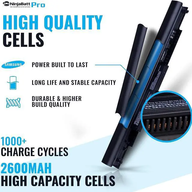 Alt view image 3 of 5 - NinjaBatt Pro Battery for HP 807956-001 HS04 HS03 807957-001 807612-421 HSTNN-LB6U 255 250 G5 15-AY039WM 15-AY009DX 17-X061NR 15-BA009DX TPN-I119 15-AY041WM HSO4, Premium Cells - [4 Cells/2600mAh]