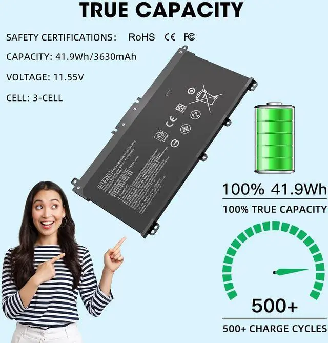 Alt view image 4 of 7 - HTO3XL Laptop Replacement L11119-855 HT03XL Battery for HP Pavilion 15-CS3073CL 15-CU0058NR 15Z-CW100 15-CS3153CL 15T-CS200 15-CS0XXX 15-CS2064ST 15-CS3XXX 15-CW1068WM 15T-CS300 15-CW1063WM 15Z-CW000