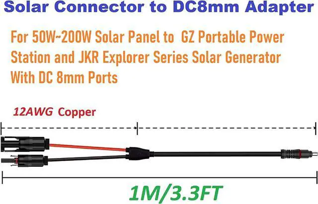 Alt view image 6 of 7 - Solar ConnectorsTo DC7909, DC8020 Adapter Perfectly Solar Connector, Compatibility with Jackery Portable Power Station, Solar Panel Extension Cable, 12AWG Heavy Wire
