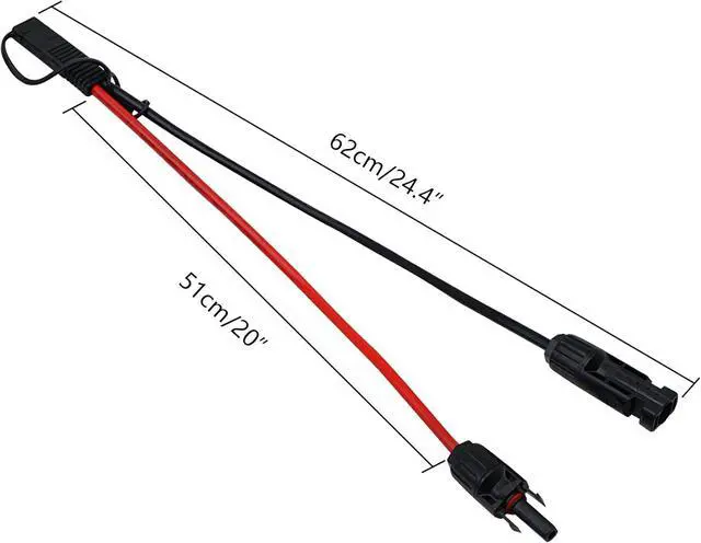 Alt view image 2 of 7 - CERRXIAN 50cm 10AWG SAE to Male & Female Adapter 10AWG Cable with SAE Conector for RV Panel Solar