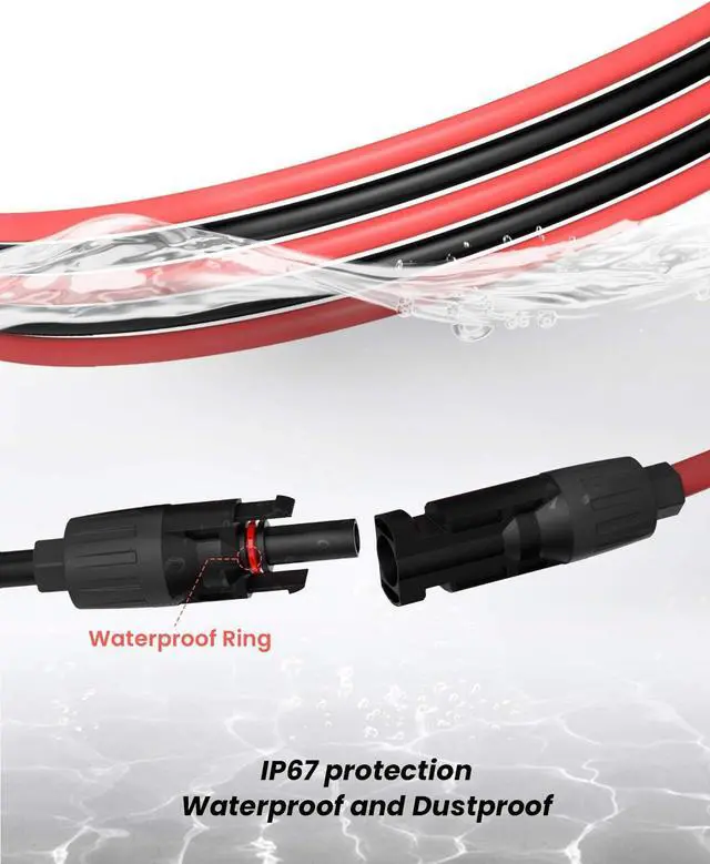 Alt view image 3 of 7 - 40 Feet 10AWG Solar Extension Cable with Female and Male Connector with Extra Pair of Connectors Solar Panel Adaptor Kit Tool (40FT Red + 40FT Black)