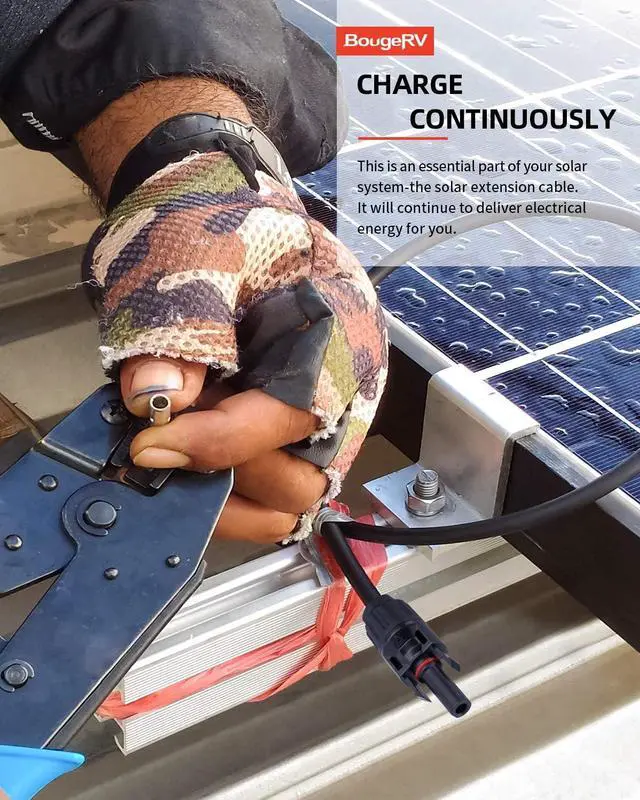 Alt view image 7 of 7 - 40 Feet 10AWG Solar Extension Cable with Female and Male Connector with Extra Pair of Connectors Solar Panel Adaptor Kit Tool (40FT Red + 40FT Black)