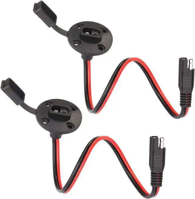 Main image of SAE Power Socket Sidewall Port Connector Extension 16AWG Cable, 2 Pin SAE To SAE Weatherproof Quick Connect Plug for Solar Generator Battery Charger, Pack of 2