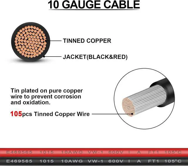 Alt view image 2 of 7 - iGreely Solar Panel Connector Cable,10AWG SAE to Male & Female Adapter PV Extension Cable Wire for RV Solar Panel DC Power Battery Charger with SAE Polarity Reverse Adapter 3.1M/10Ft Black