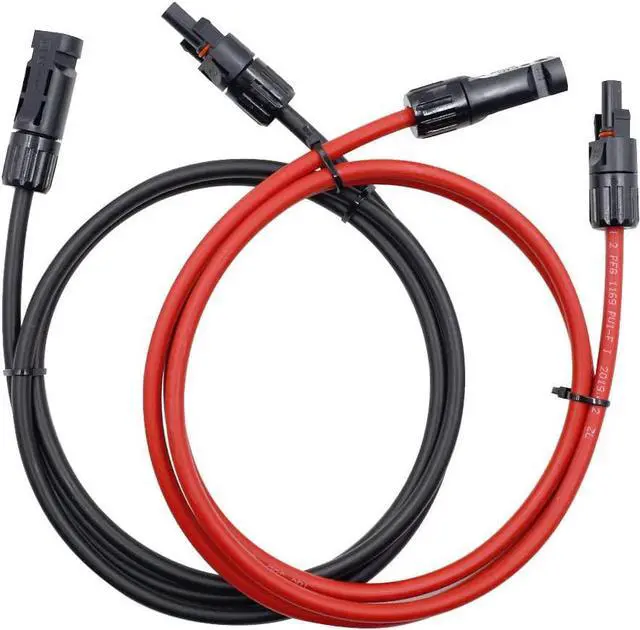 Alt view image 2 of 7 - 5FT 10AWG / 6mm² Solar Panel Extension Cable Wire, Set of 2 | Black + Red, Solar Adaptor Cable with Female and Male Connector