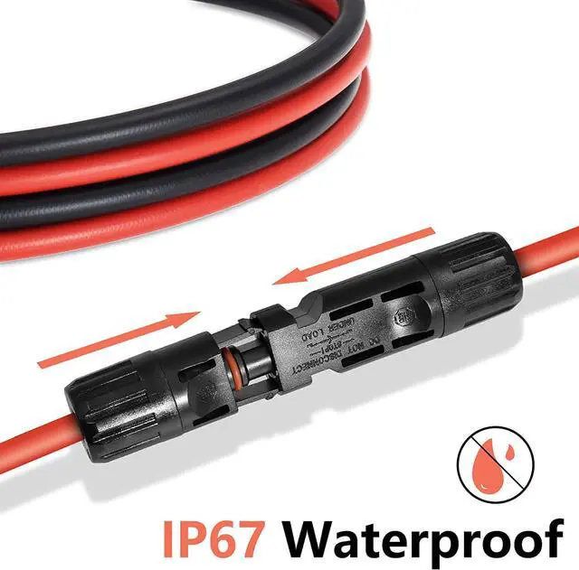 Alt view image 5 of 7 - 5FT 10AWG / 6mm² Solar Panel Extension Cable Wire, Set of 2 | Black + Red, Solar Adaptor Cable with Female and Male Connector
