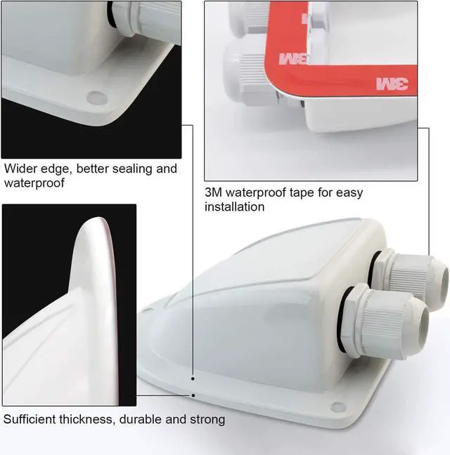 Alt view image 2 of 7 - Haoguo ABS Solar Double Cable Entry Gland for All Cable Types 2mm² to 6mm² for Solar Project on RV Camper Van Travel Trailer Boat Cabin-White
