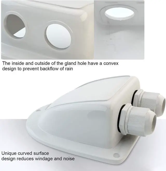 Alt view image 3 of 7 - Haoguo ABS Solar Double Cable Entry Gland for All Cable Types 2mm² to 6mm² for Solar Project on RV Camper Van Travel Trailer Boat Cabin-White