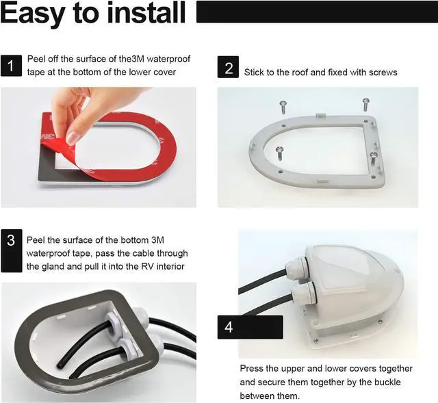 Alt view image 4 of 7 - Haoguo ABS Solar Double Cable Entry Gland for All Cable Types 2mm² to 6mm² for Solar Project on RV Camper Van Travel Trailer Boat Cabin-White