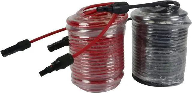 Main image of Temco 1 Pair 100 ft MC4 Solar Panel Extension Black + Red Connector Male Female 10 AWG Gauge PV Cable Wire