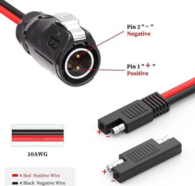 Alt view image 4 of 7 - EXTRACTME 10AWG 2 Pin Power Industrial Circular Connector to SAE Adapter Cable, Furion Solar Plug to SAE Connector, Fit for Furrion, Solar Panel Suitcase, Forrest River RV Ports