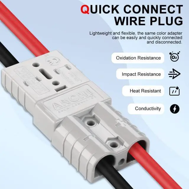 Alt view image 3 of 7 - Electop 10AWG Solar Panel Connector Cable, Compatible with Solar Connecter and 50A/600V Ads Port Adapter Solar Connector Cable for Solar Generator Inverter Battery Pack Charger Kit