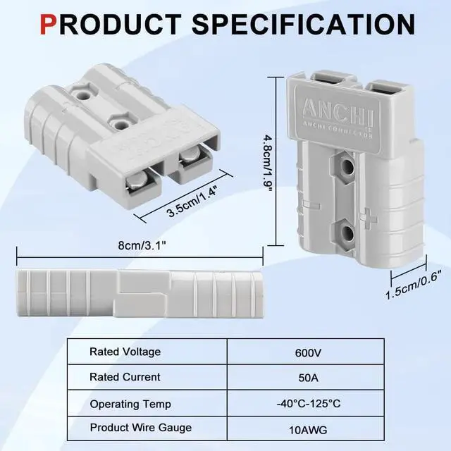 Alt view image 4 of 7 - Electop 10AWG Solar Panel Connector Cable, Compatible with Solar Connecter and 50A/600V Ads Port Adapter Solar Connector Cable for Solar Generator Inverter Battery Pack Charger Kit