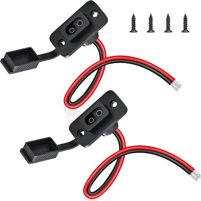 Main image of SAE Connector, ELECTOP Rectangular SAE Power Socket Sidewall Port, Weatherproof SAE Quick Connect Solar Panel Flush Mount Plug Outlet, 12AWG SAE Cable for Solar Generator Battery Charger (2 Pack)