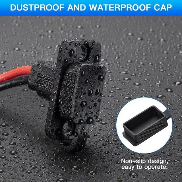 Alt view image 5 of 7 - SAE Connector, ELECTOP Rectangular SAE Power Socket Sidewall Port, Weatherproof SAE Quick Connect Solar Panel Flush Mount Plug Outlet, 12AWG SAE Cable for Solar Generator Battery Charger (2 Pack)