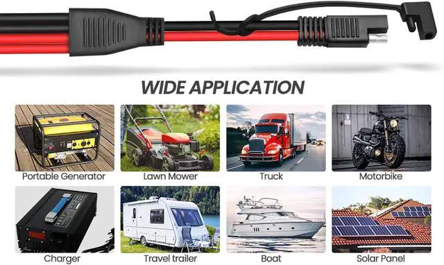 Alt view image 6 of 6 - 10AWG SAE DC Power Automotive Connector Cable Y Splitter 1 to 2 SAE Extension Cable, Fit for Suitable for Solar Battery Connection and Transfer -40cm