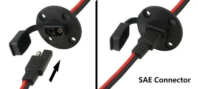 Alt view image 5 of 6 - 55cm 10AWG SAE Socket Solar Weatherproof Sidewall Port DIY Cord, SAE Quick Disconnect Wire Harness Panel Mount Power Cable with Cap