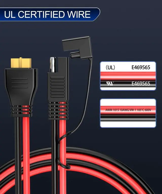 Alt view image 5 of 7 - ELECTOP 10AWG SAE to XT60 Connector Extension Cable, SAE Plug XT60 Female Adapter Charger Solar Panel Cable Connector Kit for Solar Generator Portable Power Station with Polarity Reverse Adapter