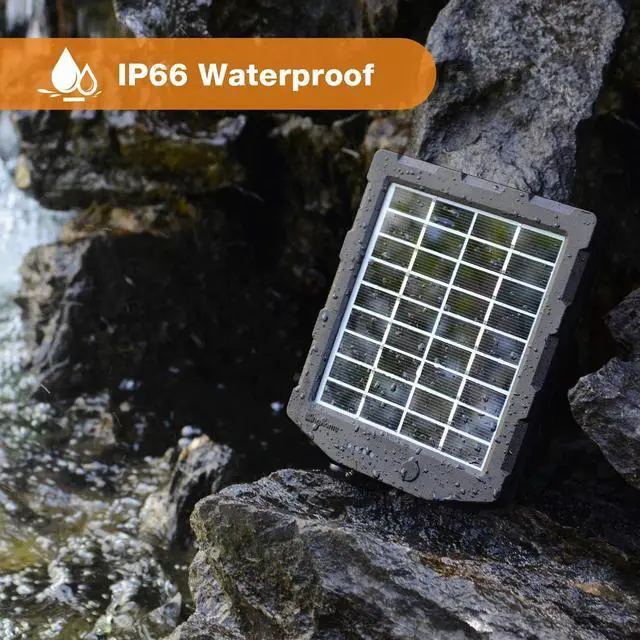 Alt view image 3 of 6 - Camera Solar Panel, WingHome Solar Battery Charger Kit 12V/1A 6V/1.5A with Build-in 2000mAH Rechargeable Lithium Battery IP66 Waterproof Hunting Accessory