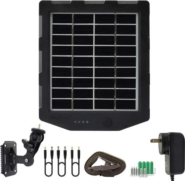 Alt view image 4 of 6 - Camera Solar Panel, WingHome Solar Battery Charger Kit 12V/1A 6V/1.5A with Build-in 2000mAH Rechargeable Lithium Battery IP66 Waterproof Hunting Accessory