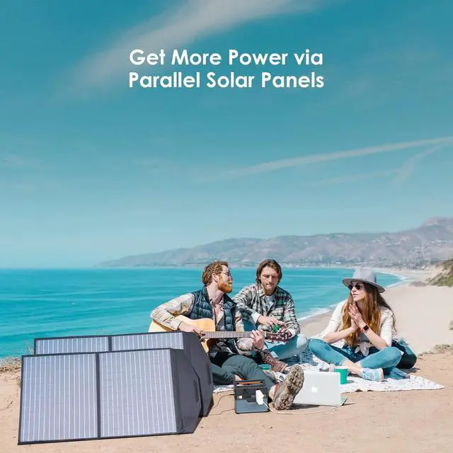 Alt view image 6 of 7 - SP027 Foldable Solar Panel 100W, IP66 Portable Solar Panel kit with 18V Output, 22% Efficiency Module for Outdoor Camping, Portable Power Station, Laptops, Motorhome, RV