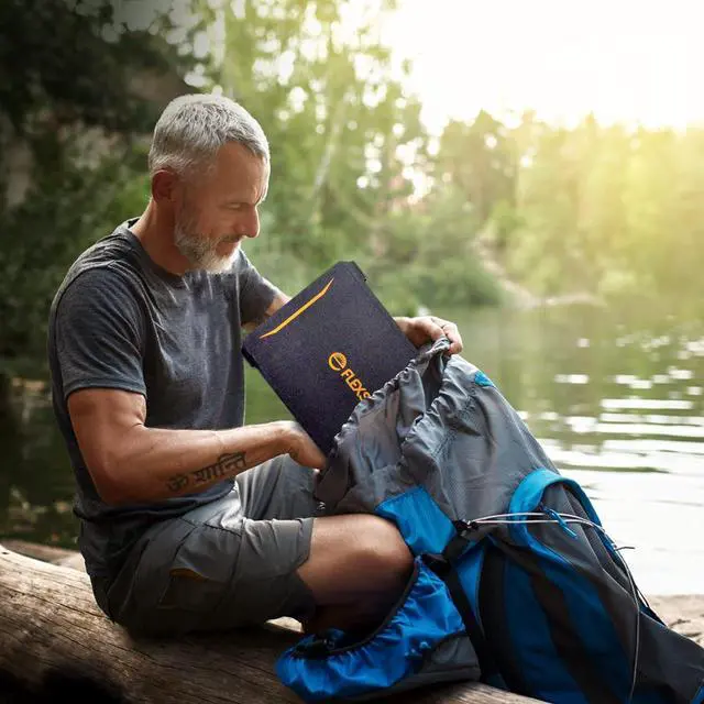 Alt view image 5 of 7 - FlexSolar 40W Foldable Solar Panel Charger with USB-C and USB-A Outputs for Phones, Power Banks, Tablets - Waterproof for Camping, Hiking, Backpacking