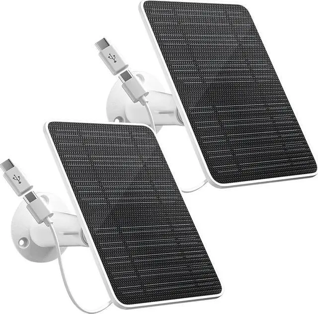 Main image of Solar Panel for Security Camera, 5W Solar Panel Charger Compatible with Eufycam 3/3C/2/2 Pro/2C/2C Pro/E/E20/E40/L20/L40/Solo/SoloCam Spotlight, Micro USB&USB-C Port IP65 Waterproof 10ft Cable, 2 Pack