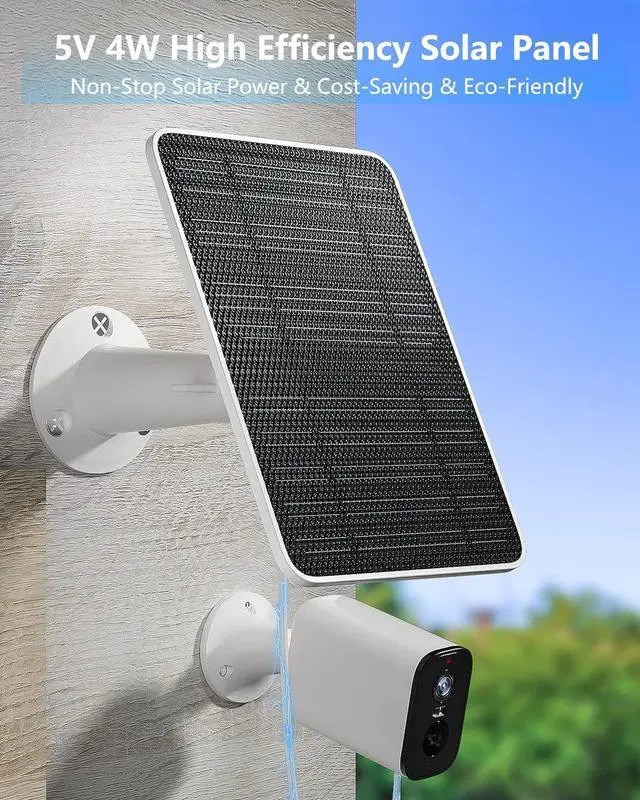 Alt view image 2 of 7 - Solar Panel for Security Camera, 5W Solar Panel Charger Compatible with Eufycam 3/3C/2/2 Pro/2C/2C Pro/E/E20/E40/L20/L40/Solo/SoloCam Spotlight, Micro USB&USB-C Port IP65 Waterproof 10ft Cable, 2 Pack