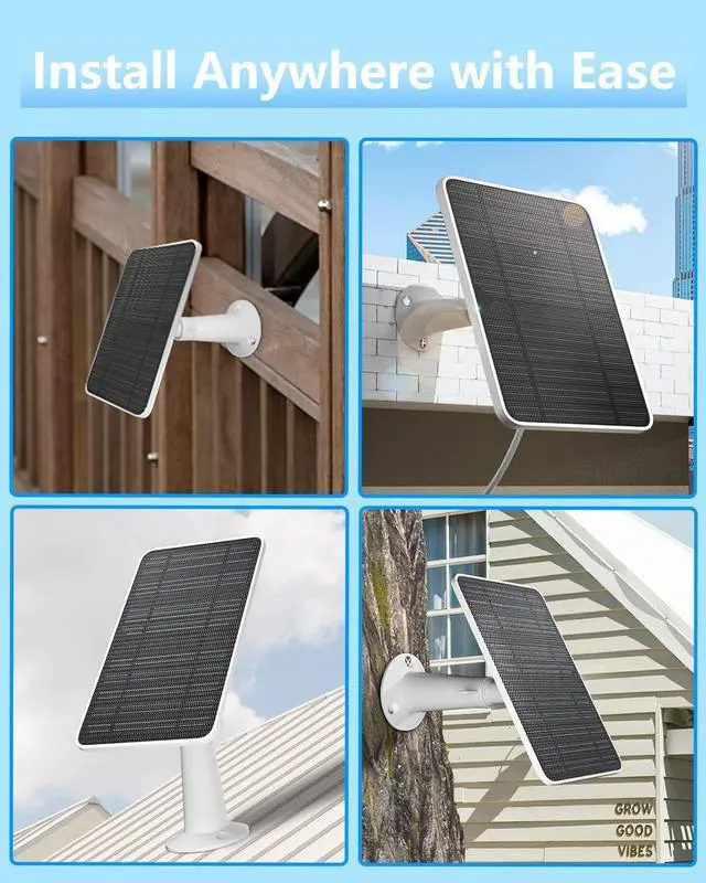 Alt view image 7 of 7 - Solar Panel for Security Camera, 5W Solar Panel Charger Compatible with Eufycam 3/3C/2/2 Pro/2C/2C Pro/E/E20/E40/L20/L40/Solo/SoloCam Spotlight, Micro USB&USB-C Port IP65 Waterproof 10ft Cable, 2 Pack