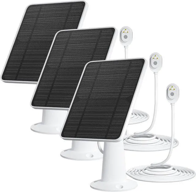 Main image of Solar Panel Charger Compatible with Ultra/Ultra 2/Pro 3/Pro 4/Pro 3 Floodlight Security Camera, 5V 4W Solar Panels Charging IP65 Weatherproof w/ 9.8ft Charging Cable Adjustable Wall Mount, 3 Pack