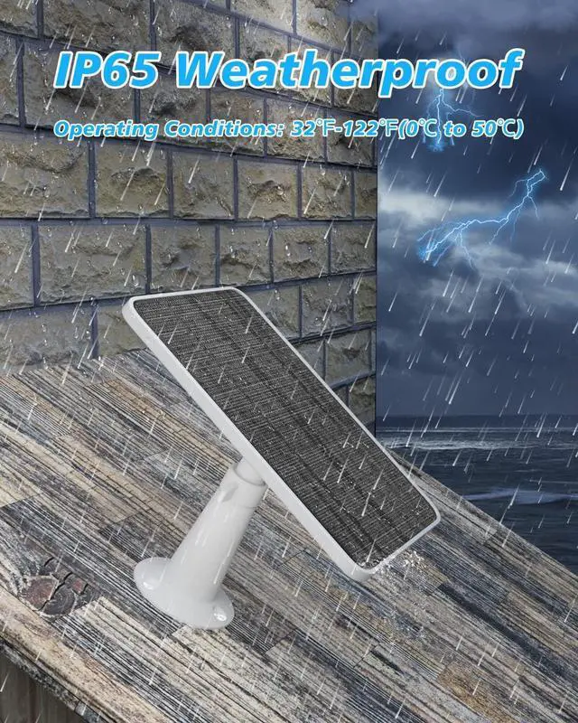 Alt view image 4 of 7 - Solar Panel Charger Compatible with Arlo Pro 5S/Pro 4/Pro 3/Pro 3 Floodlight/Ultra/Ultra 2 Camera, 6V 4.5W Solar Panels Charging IP65 Weatherproof w/ 9.8ft Charging Cable Adjustable Wall Mount, 2 Pack