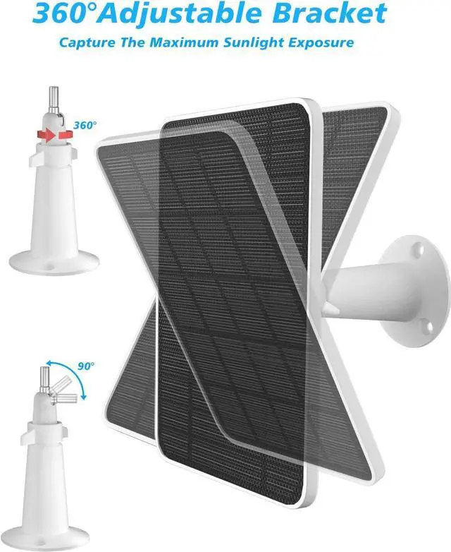 Alt view image 6 of 7 - Solar Panel Charger Compatible with Arlo Pro 5S/Pro 4/Pro 3/Pro 3 Floodlight/Ultra/Ultra 2 Camera, 6V 4.5W Solar Panels Charging IP65 Weatherproof w/ 9.8ft Charging Cable Adjustable Wall Mount, 2 Pack