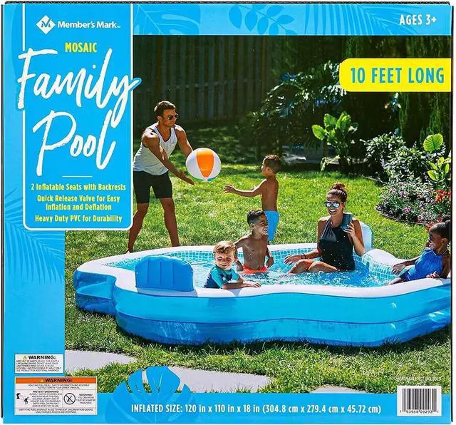 Alt view image 4 of 5 - Members Mark Elegant Family Pool 10 Feet Long 2 Inflatable Seats with Backrests. New Version