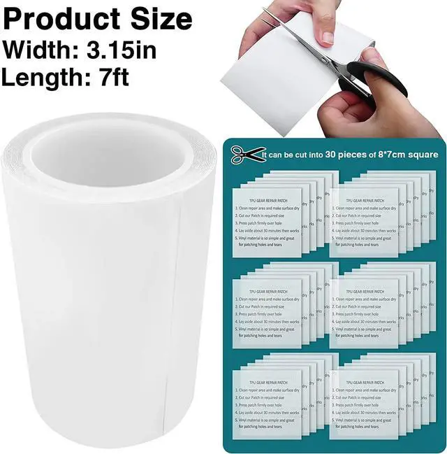 Alt view image 3 of 6 - Birllaid Inflatable Patch Repair Kit Waterproof Heavy Duty, Clear TPU Repair Tape for Bounce House, Tent, Canvas, Canopy, Pool Floats, Swimming Ring