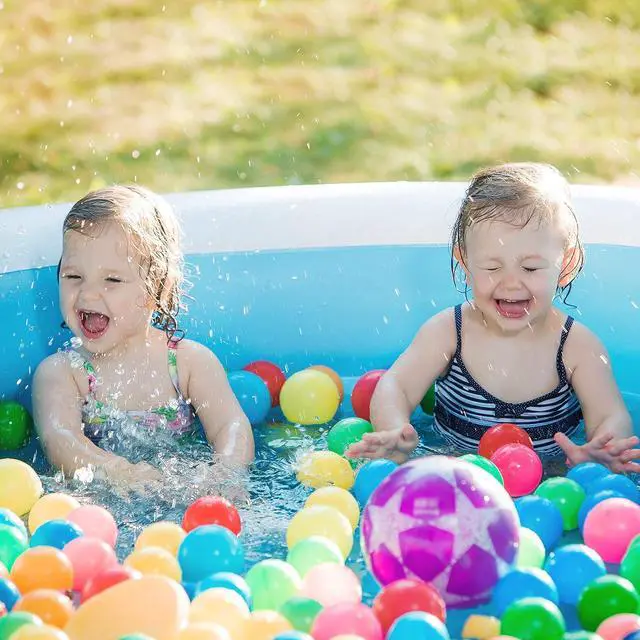 Alt view image 2 of 3 - Evajoy Inflatable Pool, Full-Sized Inflatable Swimming Family Pool with Seats, 88"x85"X30" Above Ground Blow Up Pool with Backrest Bench for Backyard Kiddie Pool, Age 3+
