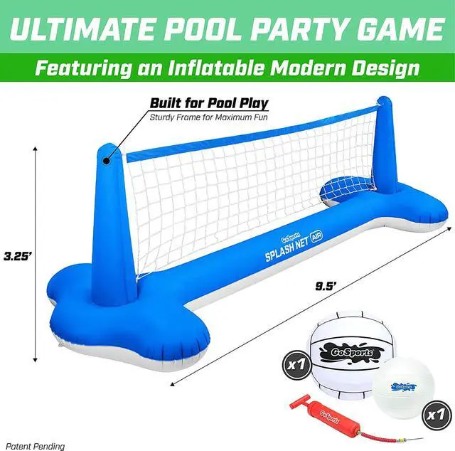 Alt view image 4 of 6 - GoSports Splash Net Air, Inflatable Pool Volleyball Game - Includes Floating Net, Water Volleyballs and Ball Pump